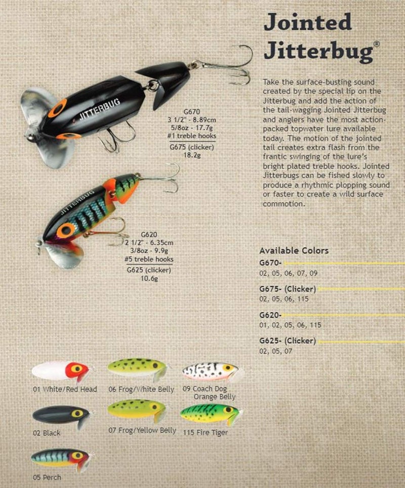 Arbogast Jointed Clicker Jitterbug Topwater Bass Fishing Lure, Excellent for Night Fishing, Frog White Belly, 3 1/2"", 5/8 oz - Image 5